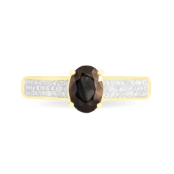 Hot Histoire d'Or Bague Crista Or Jaune Quartz Et Diamant or jaune quartz marron