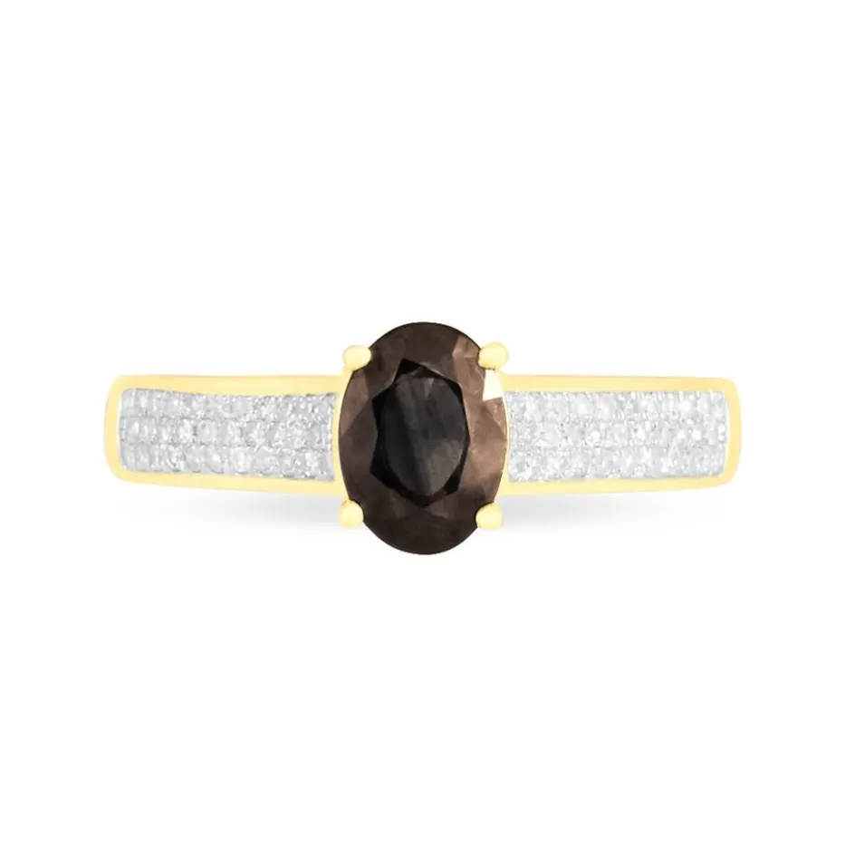 Hot Histoire d'Or Bague Crista Or Jaune Quartz Et Diamant or jaune quartz marron