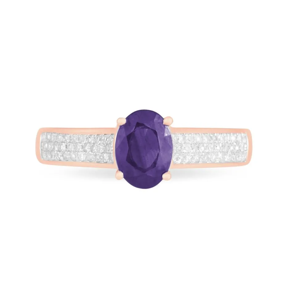 Hot Histoire d'Or Bague Crista Or Rose Amethyste Et Diamant or rose amethyste violette