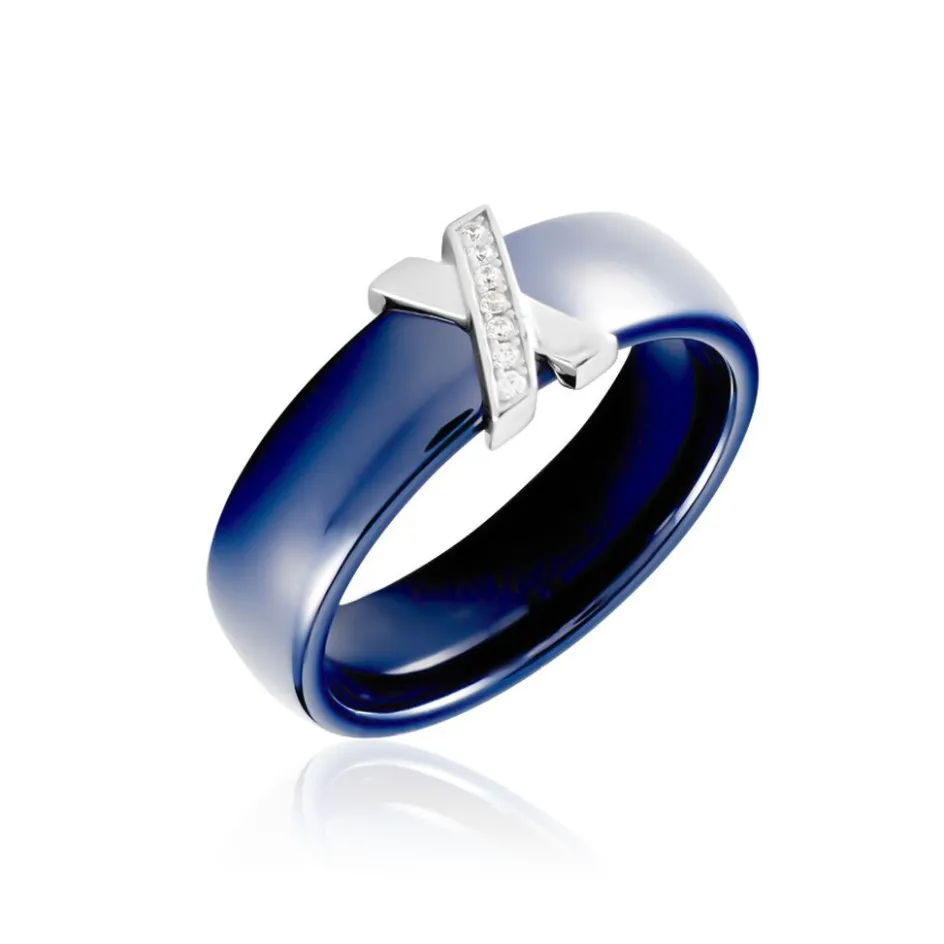 Outlet Histoire d'Or Bague Cronos Argent Blanc Céramique Oxyde