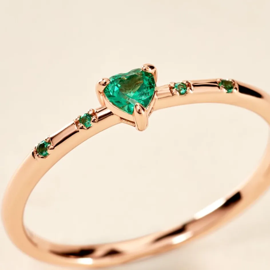 Online Histoire d'Or Bague Déclaration Argent Rose Oxyde De Zirconium argent rose oxyde vert