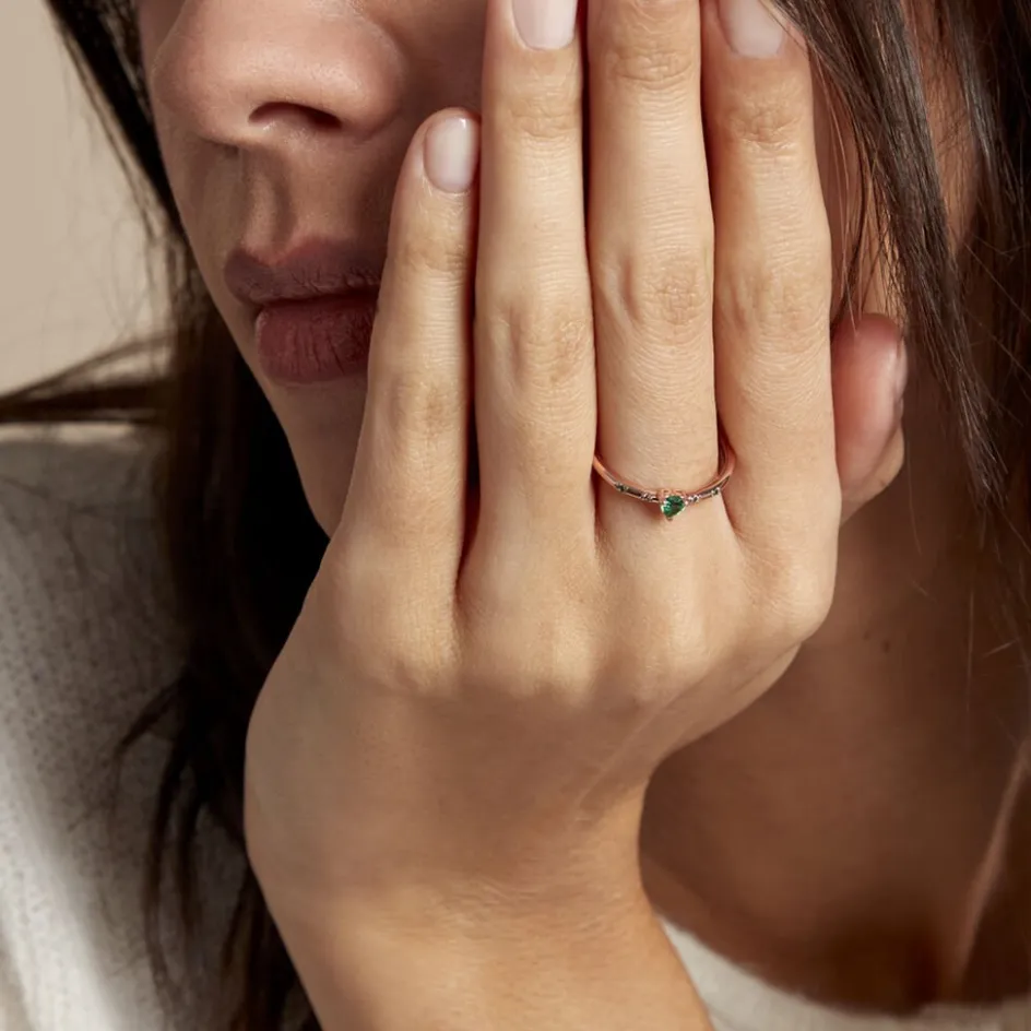 Online Histoire d'Or Bague Déclaration Argent Rose Oxyde De Zirconium argent rose oxyde vert