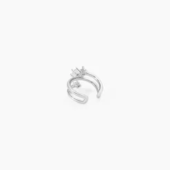 Hot Histoire d'Or Bague D'hélix Unitaire Amada Argent Blanc Oxyde De Zirconium