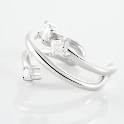 Hot Histoire d'Or Bague D'hélix Unitaire Amada Argent Blanc Oxyde De Zirconium