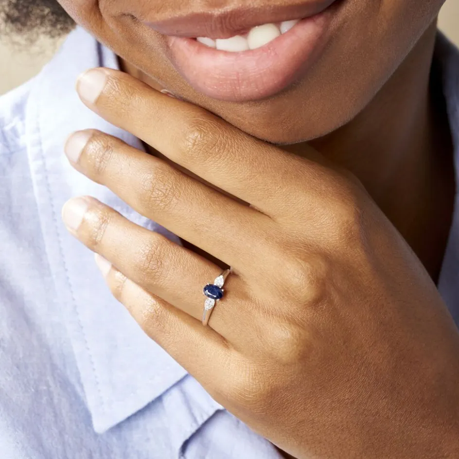 Best Histoire d'Or Bague Edgina Or Blanc Saphir Et Diamant