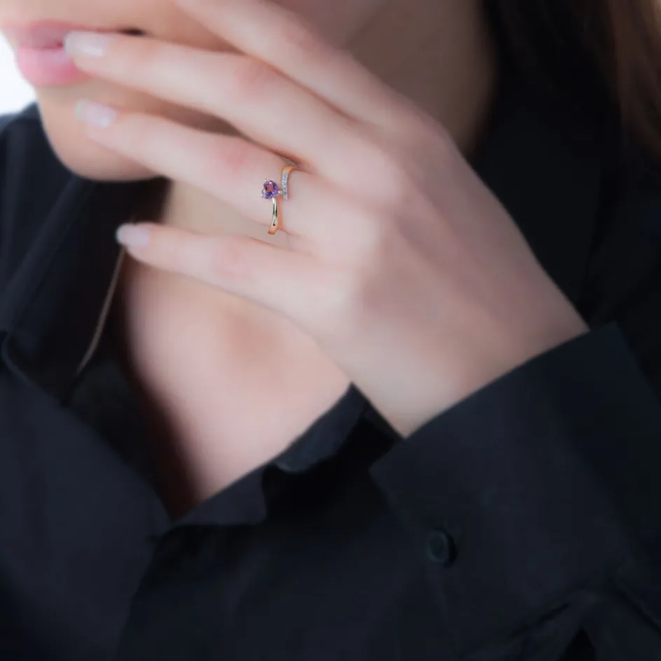 Histoire d'Or Bague Eva Or Jaune Amethyste Et Diamant* Bagues|Bagues Avec Pierre