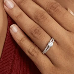 Clearance Histoire d'Or Bague Fina Or Blanc Oxyde De Zirconium