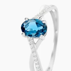 Clearance Histoire d'Or Bague Haissa Or Blanc Topaze Et Oxyde De Zirconium