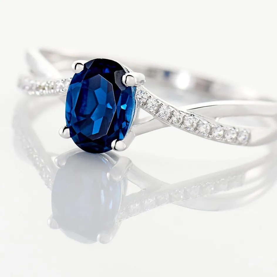 Clearance Histoire d'Or Bague Haissa Or Blanc Topaze Et Oxyde De Zirconium