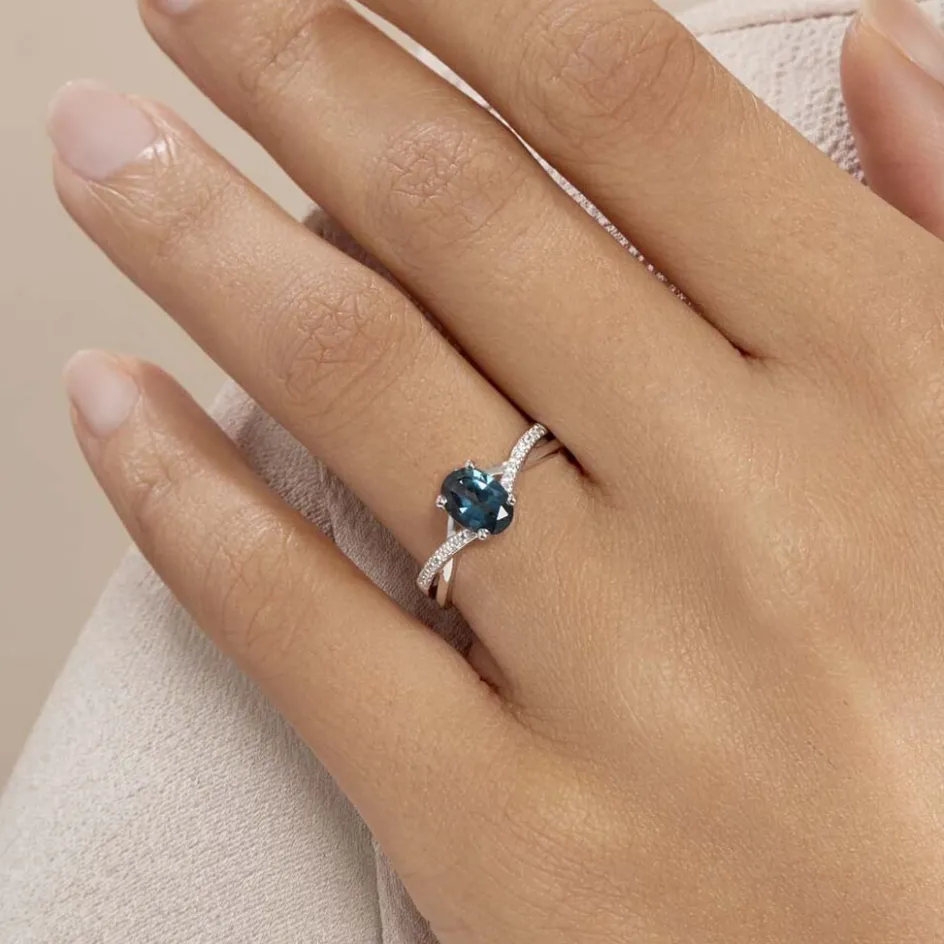 Clearance Histoire d'Or Bague Haissa Or Blanc Topaze Et Oxyde De Zirconium