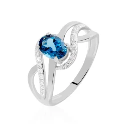 Clearance Histoire d'Or Bague Josyne Or Blanc Topaze Et Oxyde De Zirconium
