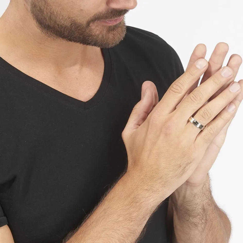 Clearance JOURDAN Bague Ahou Acier Blanc Diamant