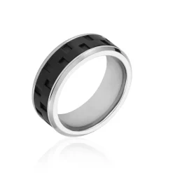 JOURDAN Bague Oahu Acier Blanc Et Noir* Bagues|Bagues Sans Pierre