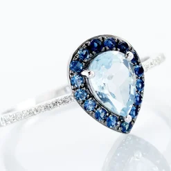 Clearance Histoire d'Or Bague Kenza Or Blanc Topaze Et Saphir Et Diamant