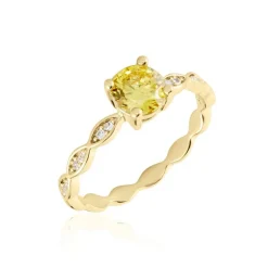 Discount Histoire d'Or Bague Kurt Plaqué Or Jaune Oxyde De Zirconium plaqué or jaune oxyde champagne