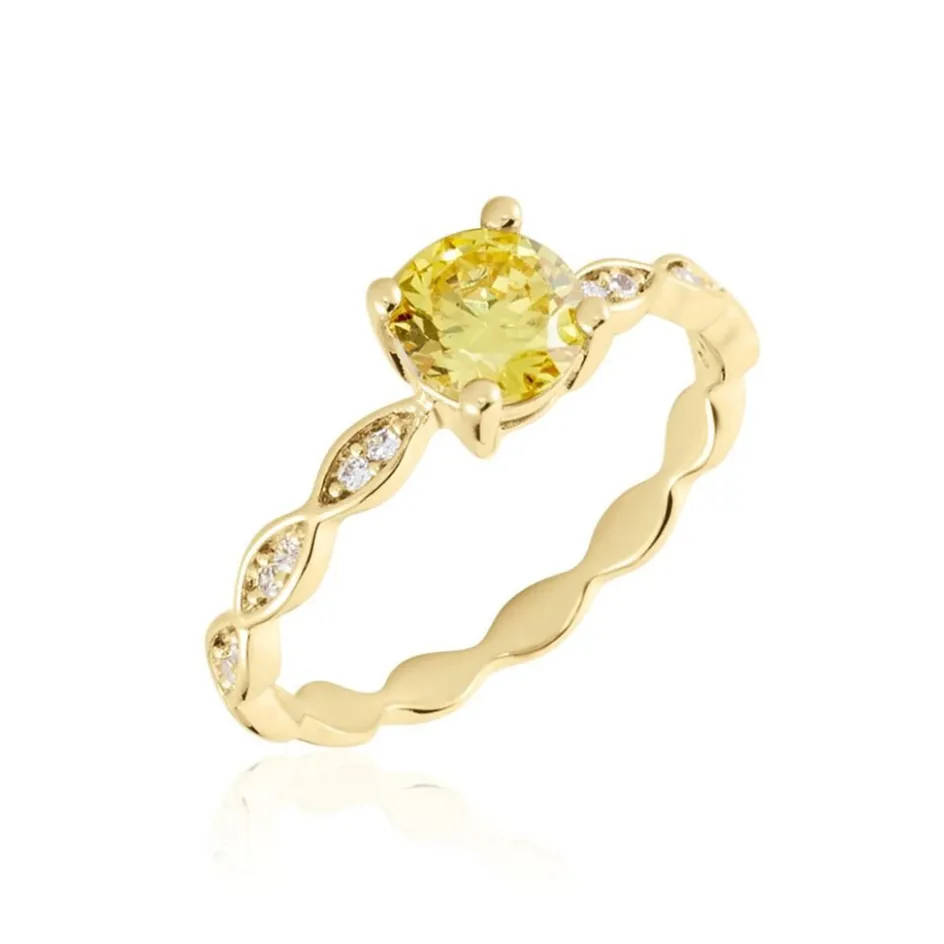 Discount Histoire d'Or Bague Kurt Plaqué Or Jaune Oxyde De Zirconium plaqué or jaune oxyde champagne