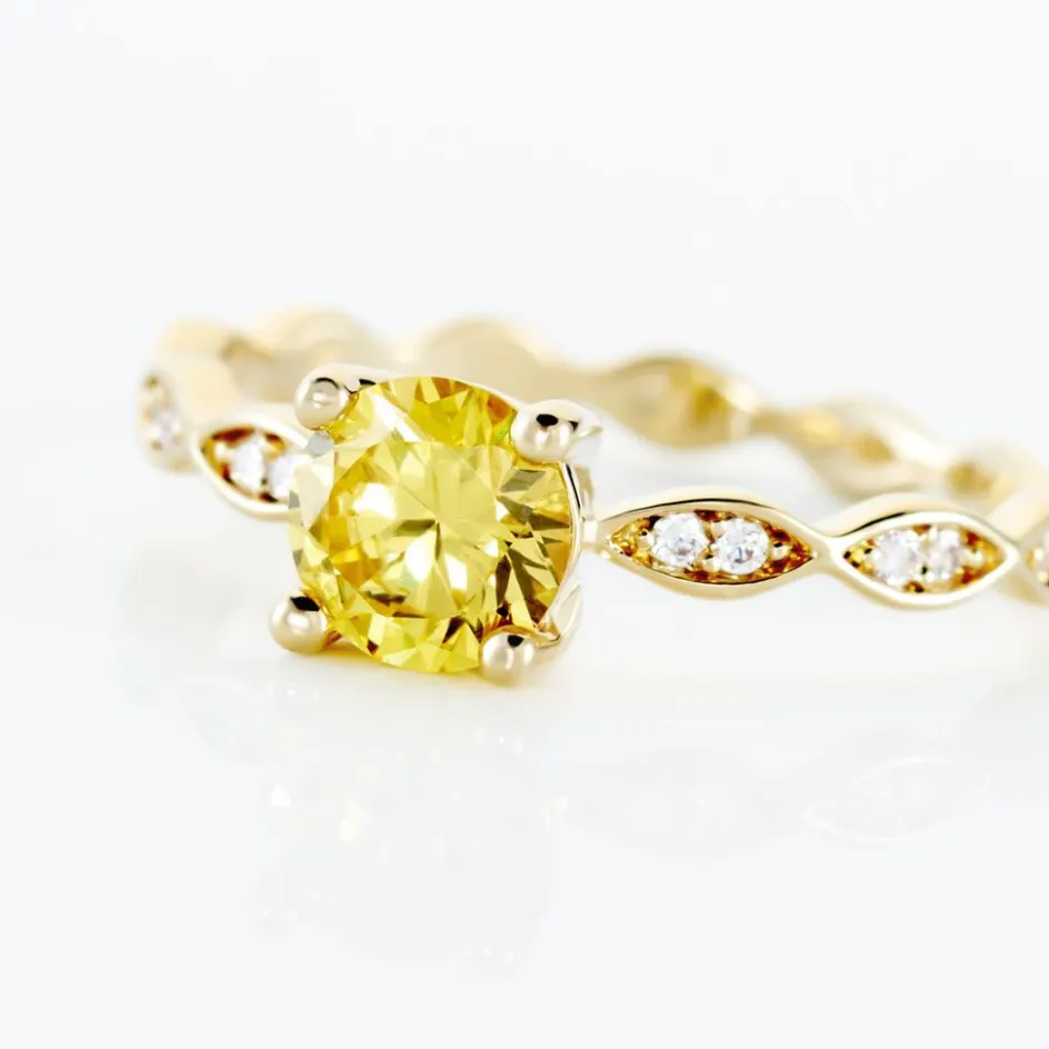 Discount Histoire d'Or Bague Kurt Plaqué Or Jaune Oxyde De Zirconium plaqué or jaune oxyde champagne