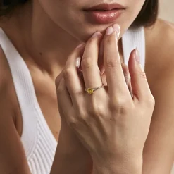 Discount Histoire d'Or Bague Kurt Plaqué Or Jaune Oxyde De Zirconium plaqué or jaune oxyde champagne