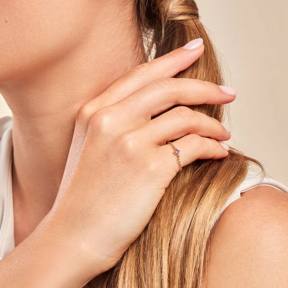 Outlet Histoire d'Or Bague Lilou Plaqué Or Doré Oxyde De Zirconium plaqué or jaune oxyde violet