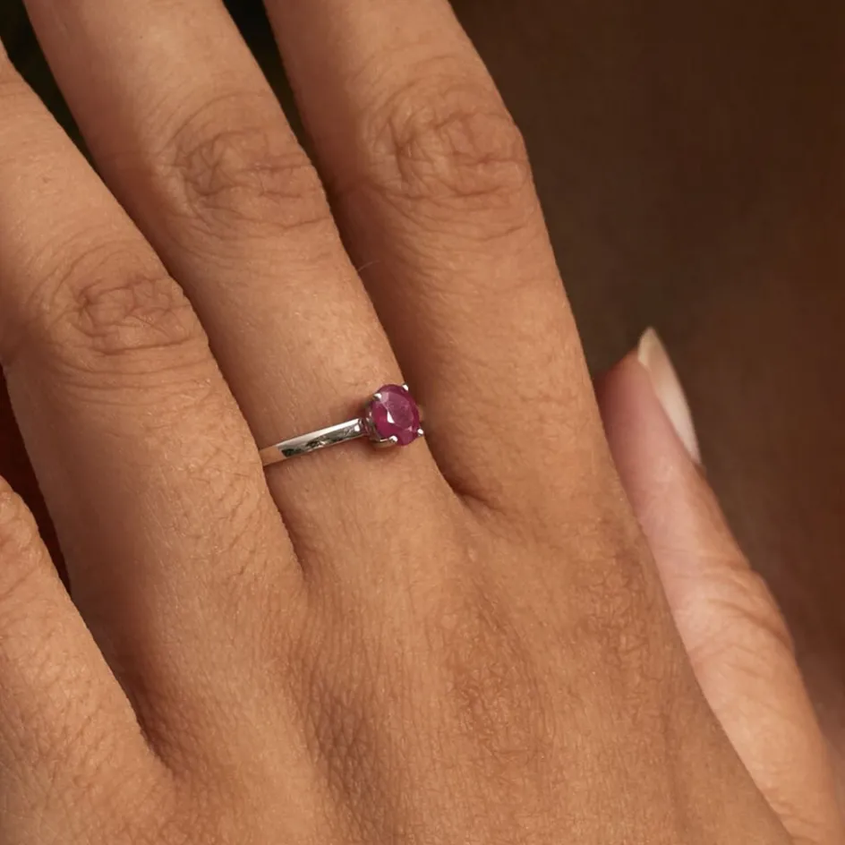 Outlet Histoire d'Or Bague Lily Or Blanc Rubis