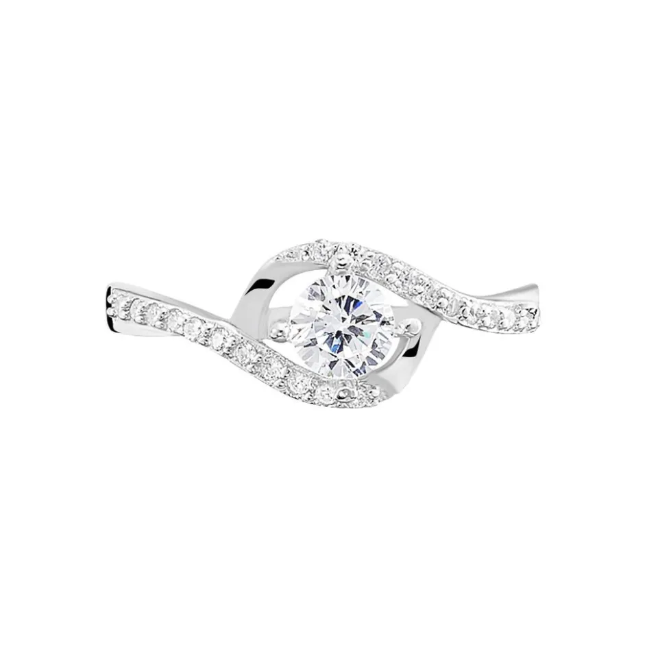 Sale Histoire d'Or Bague Lines Argent Blanc Oxyde De Zirconium