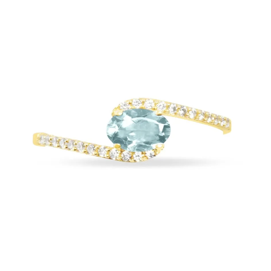 Outlet Histoire d'Or Bague Loriane Or Jaune Aigue Marine Et Diamant