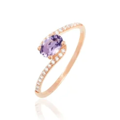 Clearance Histoire d'Or Bague Loriane Or Rose Amethyste Et Oxyde De Zirconium