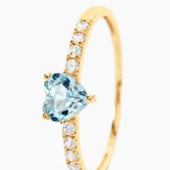 Outlet Histoire d'Or Bague Love Ring Or Jaune Topaze Oxyde De Zirconium or jaune topaze bleu sky