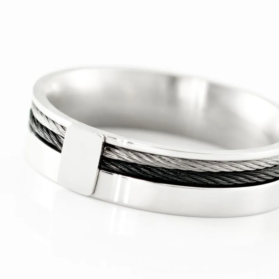 JOURDAN Bague Madine Acier Blanc Diamant