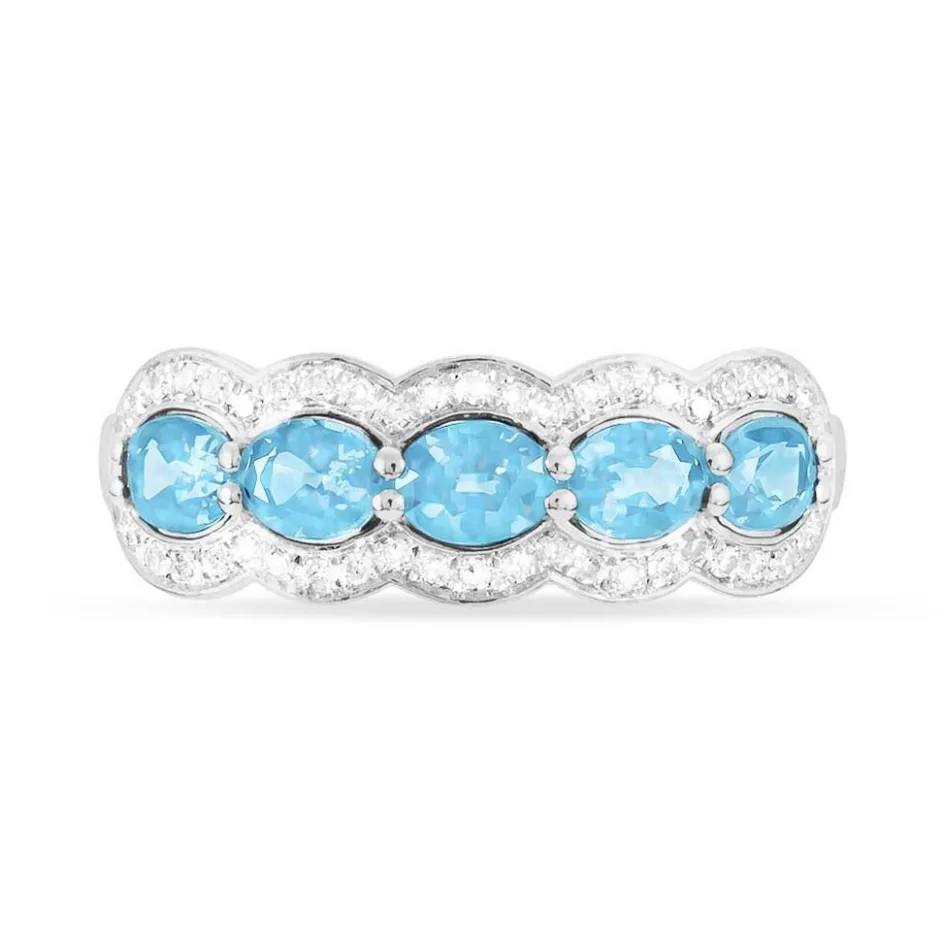 Outlet Histoire d'Or Bague Margaux Or Blanc Topaze Et Diamant