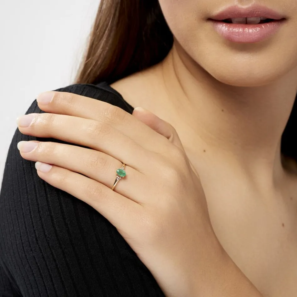 Discount Histoire d'Or Bague Marie Et Diamant or jaune emeraude