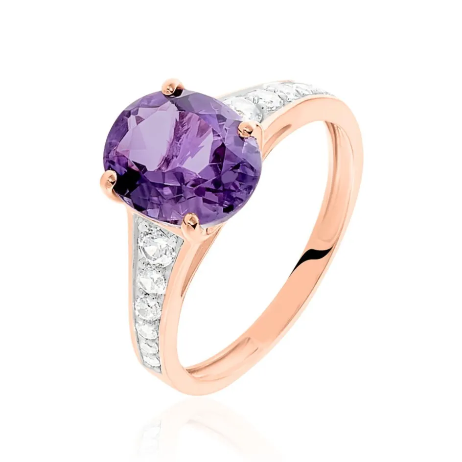 Outlet Histoire d'Or Bague Marie-camille Or Rose Amethyste Et Oxyde De Zirconium or rose amethyste violette