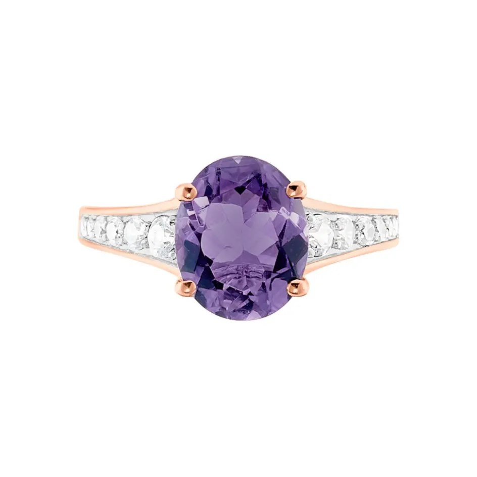 Outlet Histoire d'Or Bague Marie-camille Or Rose Amethyste Et Oxyde De Zirconium or rose amethyste violette