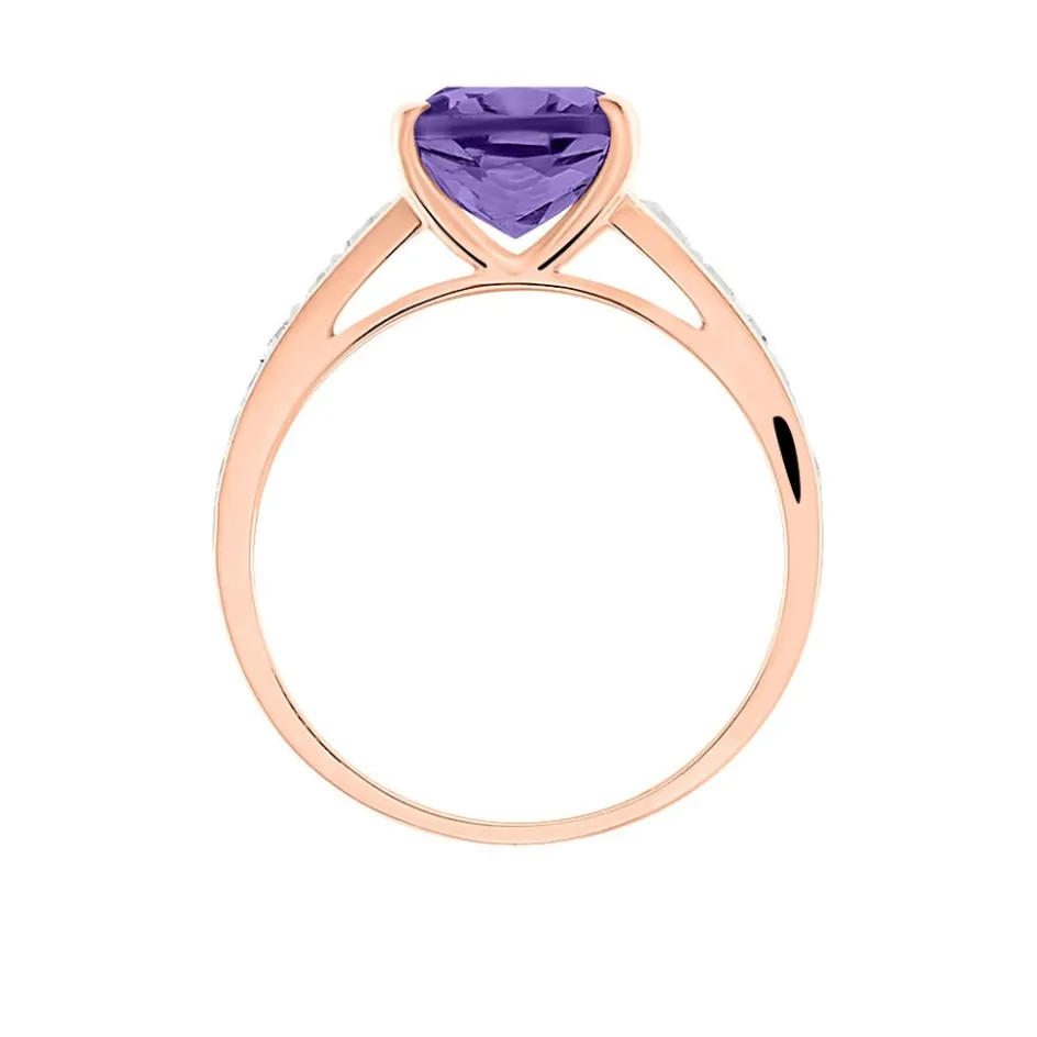 Outlet Histoire d'Or Bague Marie-camille Or Rose Amethyste Et Oxyde De Zirconium or rose amethyste violette
