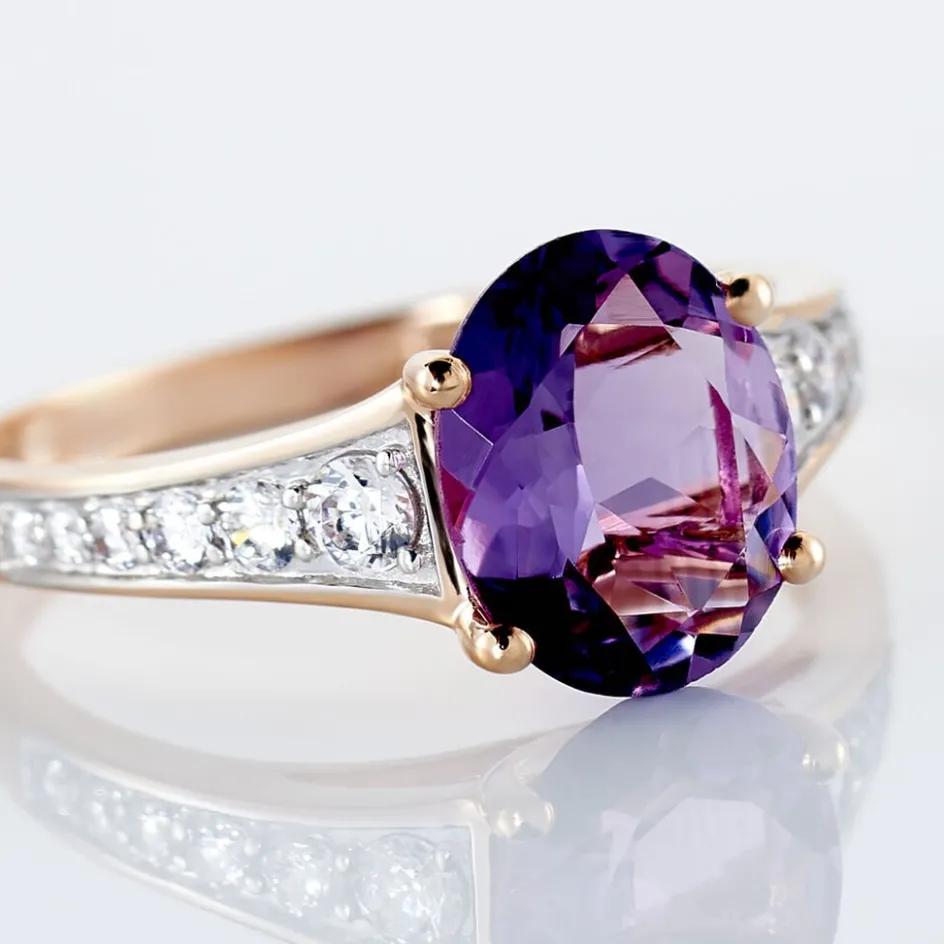 Outlet Histoire d'Or Bague Marie-camille Or Rose Amethyste Et Oxyde De Zirconium or rose amethyste violette