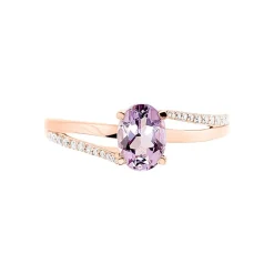 New Histoire d'Or Bague Marie-eva Or Rose Amethyste Et Oxyde De Zirconium or rose amethyste violette