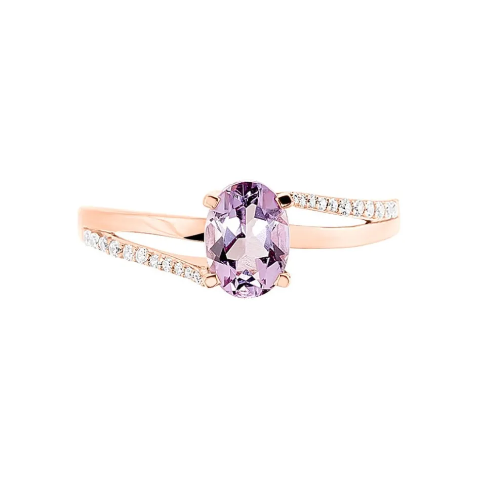 New Histoire d'Or Bague Marie-eva Or Rose Amethyste Et Oxyde De Zirconium or rose amethyste violette