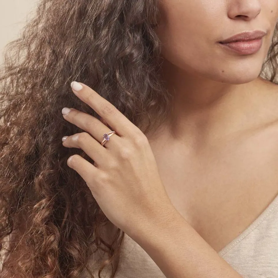 New Histoire d'Or Bague Marie-eva Or Rose Amethyste Et Oxyde De Zirconium or rose amethyste violette