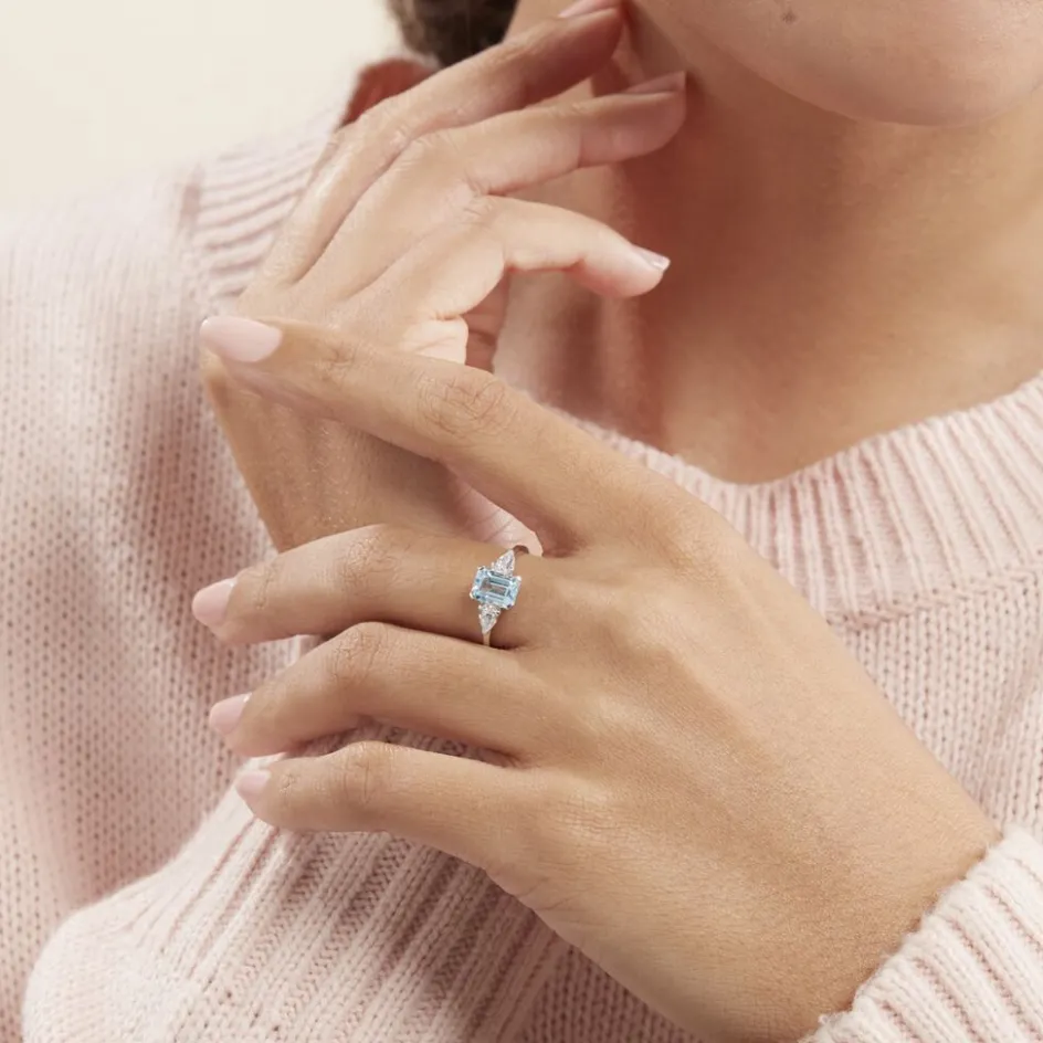 Outlet Histoire d'Or Bague Medyna Or Blanc Topaze Et Oxyde De Zirconium