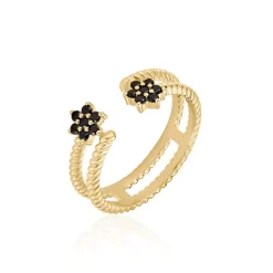 Outlet Histoire d'Or Bague Midnight Royalty Plaqué Or Jaune Pierre De Synthèse