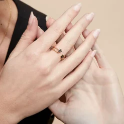 Outlet Histoire d'Or Bague Midnight Royalty Plaqué Or Jaune Pierre De Synthèse