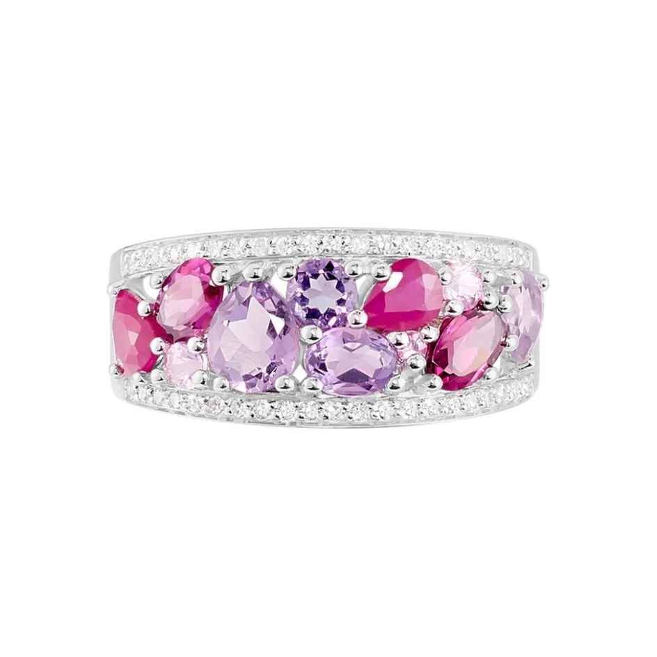 Histoire d'Or Bague Multicolore Or Blanc Amethyste Et Saphir Et Rhodolite* Bagues|Bagues Avec Pierre