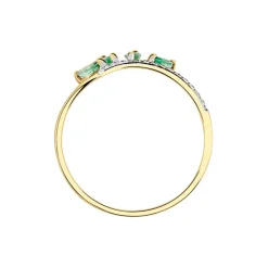 Hot Histoire d'Or Bague Navette Or Jaune Emeraude Diamant or jaune émeraude