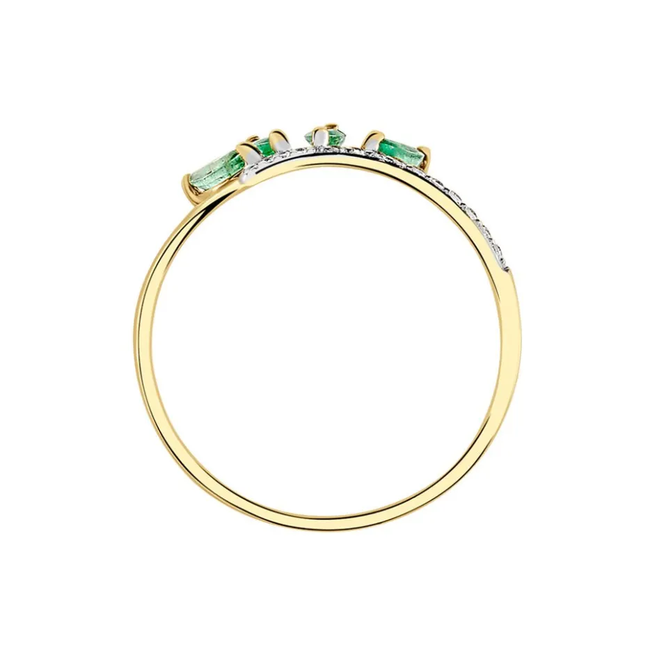 Hot Histoire d'Or Bague Navette Or Jaune Emeraude Diamant or jaune émeraude