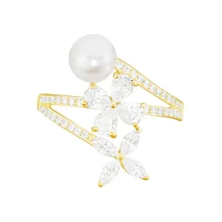 Outlet Histoire d'Or Bague Norah Or Jaune Perle De Culture Et Oxyde De Zirconium