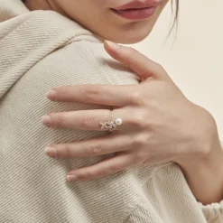 Outlet Histoire d'Or Bague Norah Or Jaune Perle De Culture Et Oxyde De Zirconium