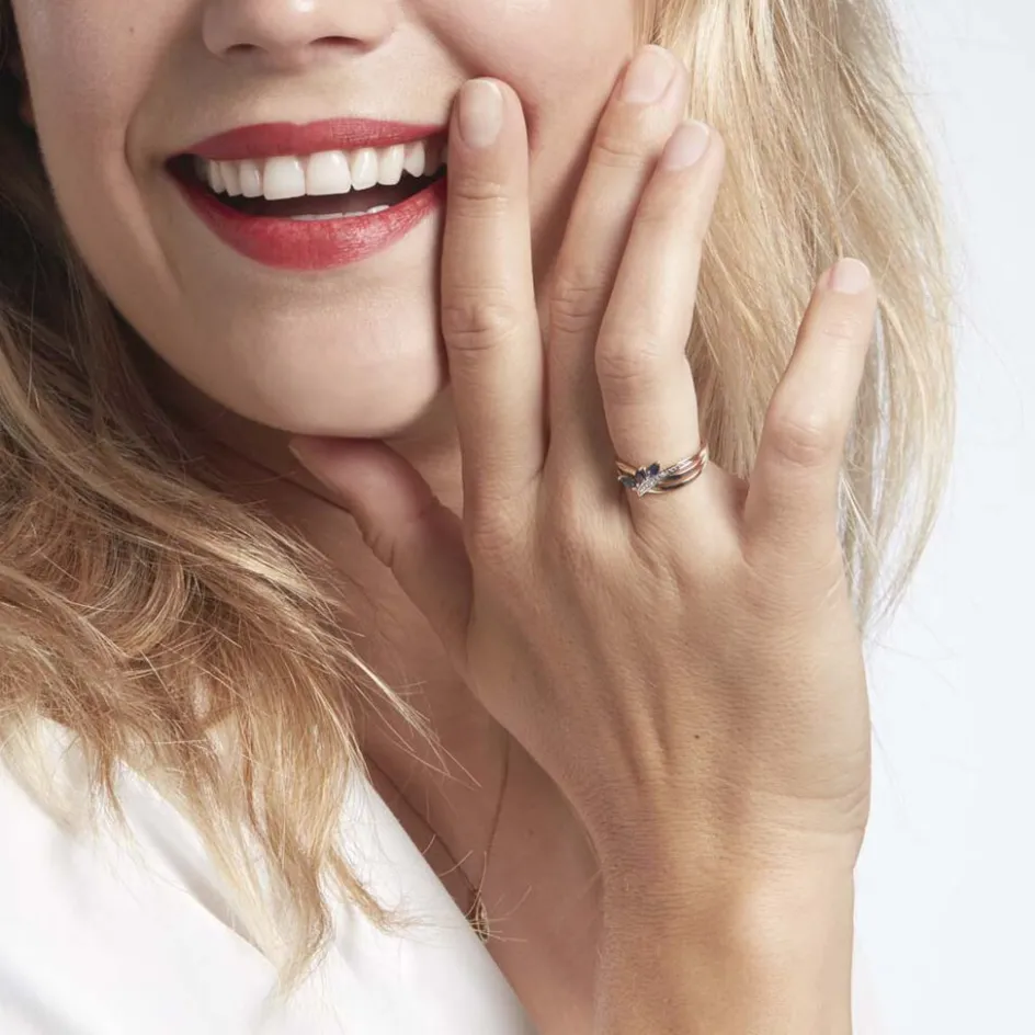 Clearance Histoire d'Or Bague Or Jaune Canut Saphir