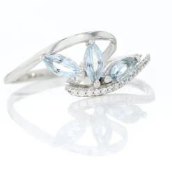 Histoire d'Or Bague Petale Or Blanc Topaze Et Oxyde De Zirconium* Bagues|Bagues Avec Pierre