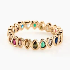 Best Histoire d'Or Bague Plaqué Or Jaune Ethem Anneau Pierres Multicolores