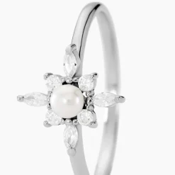 Outlet Histoire d'Or Bague Rhoda Argent Blanc Perle De Culture Oxyde De Zirconium